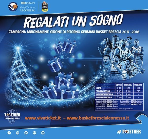 Lega A PosteMobile 2017-18: la campagna abbonamenti per il girone di ritorno a Brescia si chiama